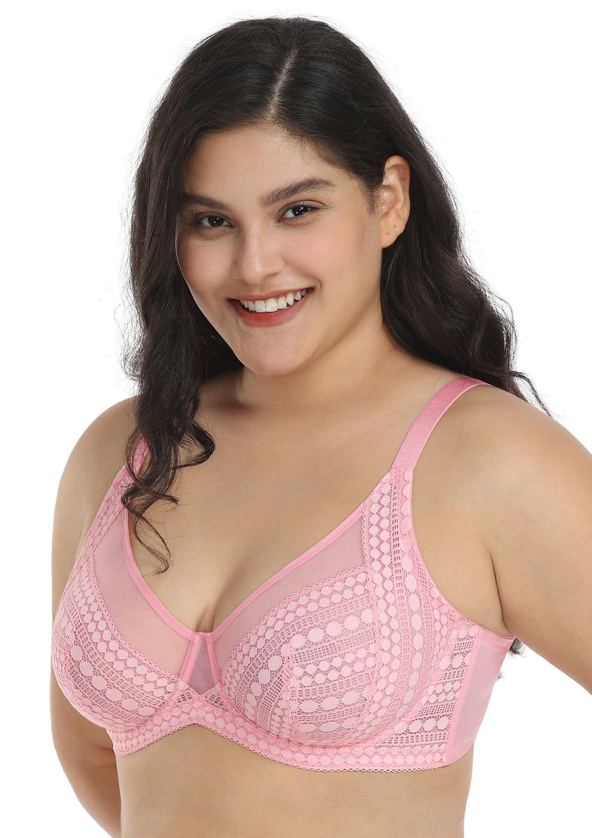 Heroine Polka Dot Sexy Lace Unlined Bra - HSIA