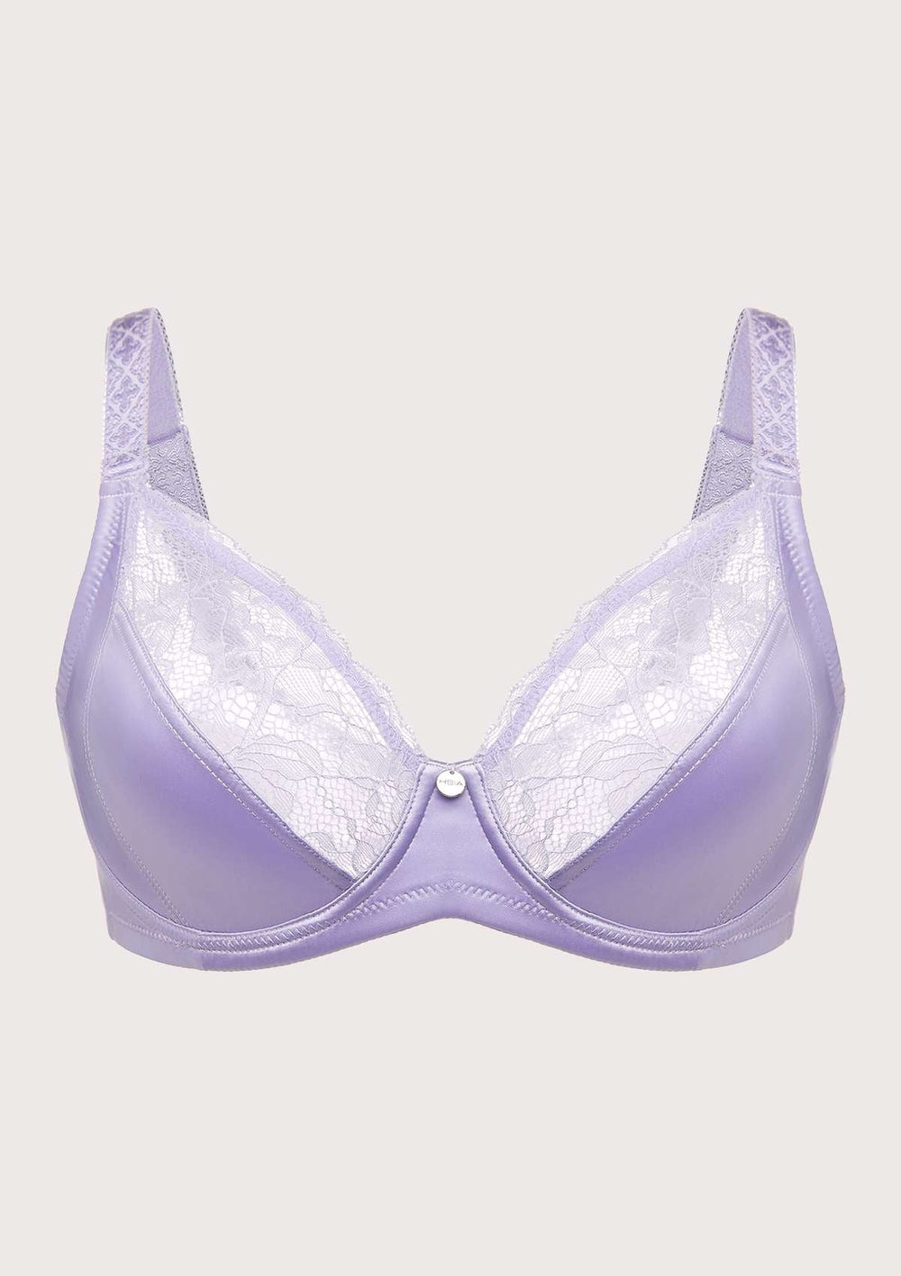 ASOS DESIGN Fliss satin & lace underwire padded bra in purple