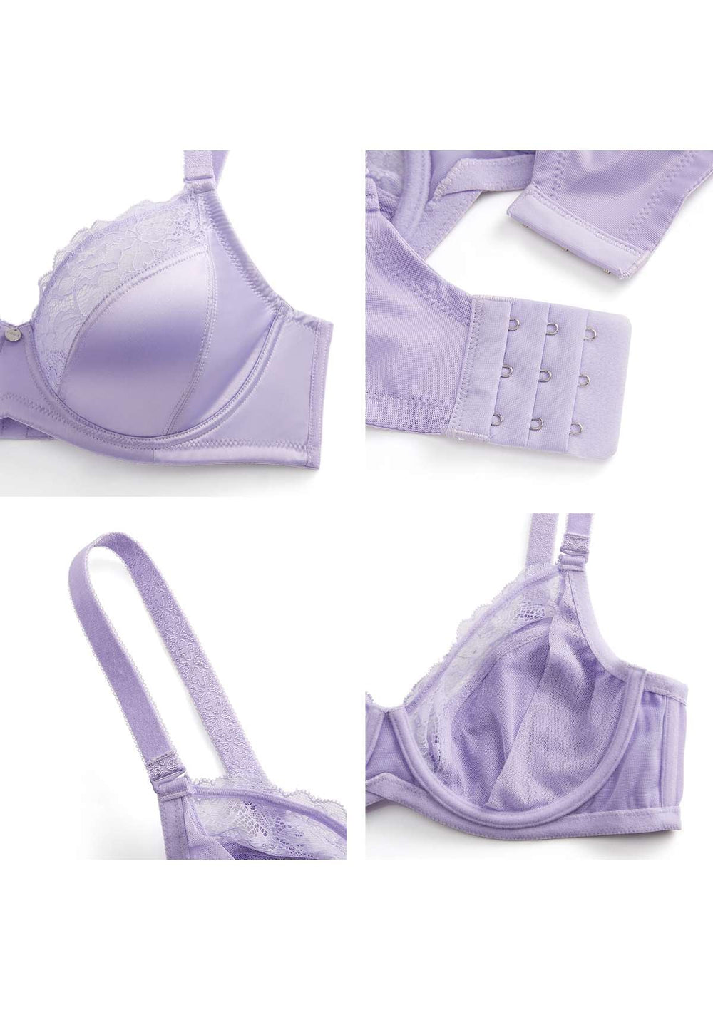Microfibre lace demi-cup bra in Purple DIM Fleur