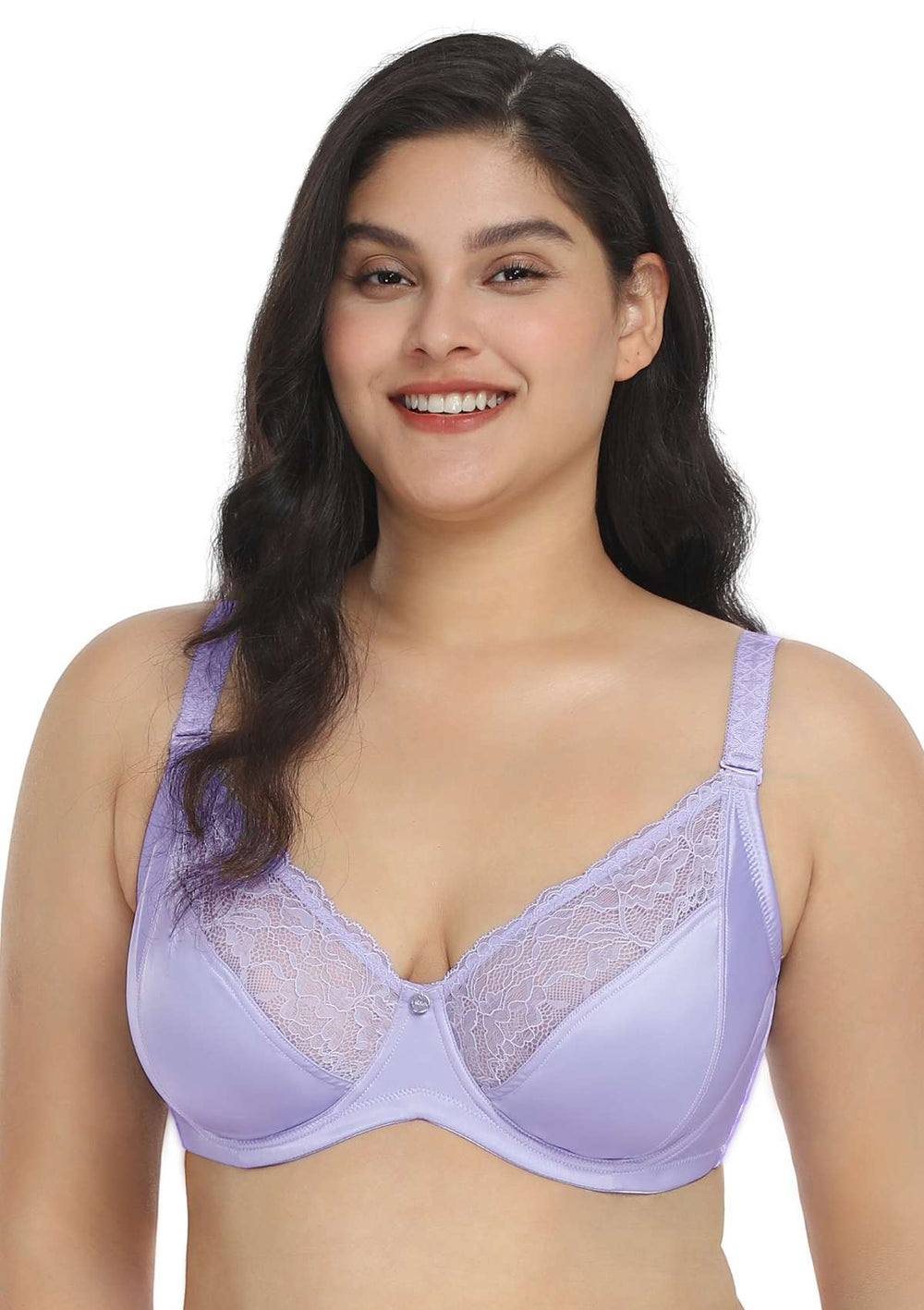 HSIA Foxy Satin Smooth Floral Lace Full Coverage Underwire Bra Set