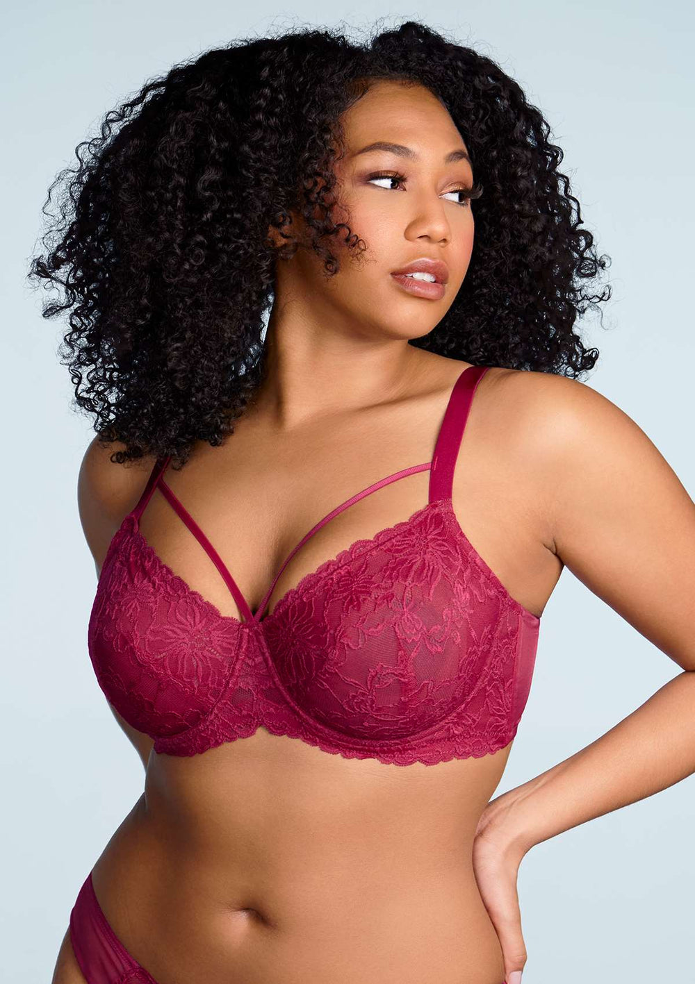 Shape Red Lace Tie Front Bra