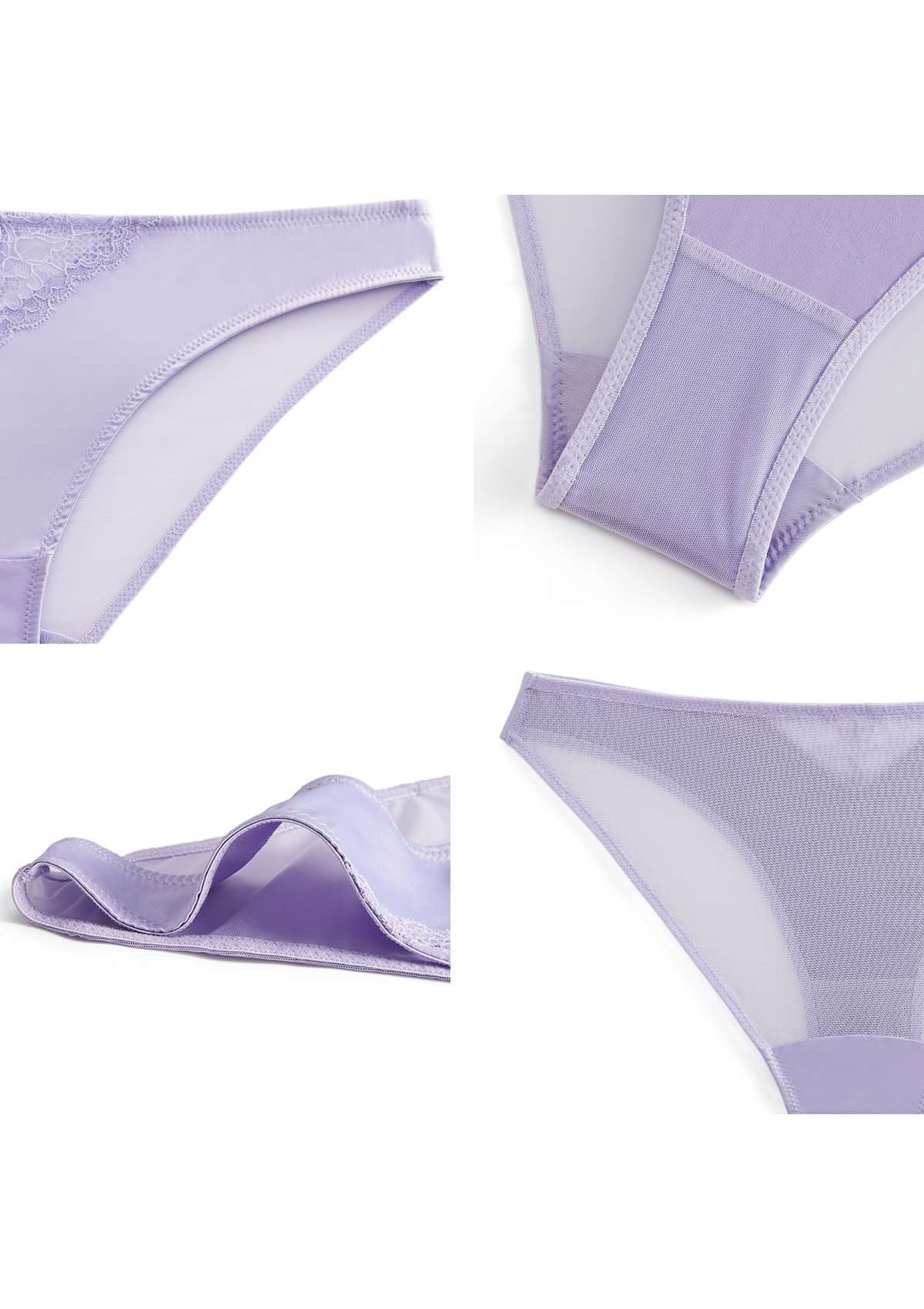 Foxy Satin Floral Lace Bikini Underwear - HSIA
