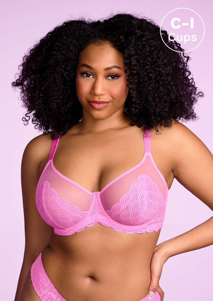 HSIA HSIA Scallop Lace Pink Unlined Bra