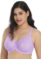 Pretty In Petals Purple Unlined Strappy Lace Underwire Bra - HSIA