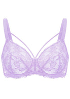 Pretty In Petals Purple Unlined Strappy Lace Underwire Bra - HSIA