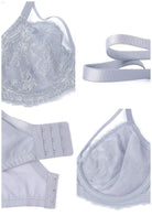 Pretty In Petals Purple Unlined Strappy Lace Underwire Bra - HSIA