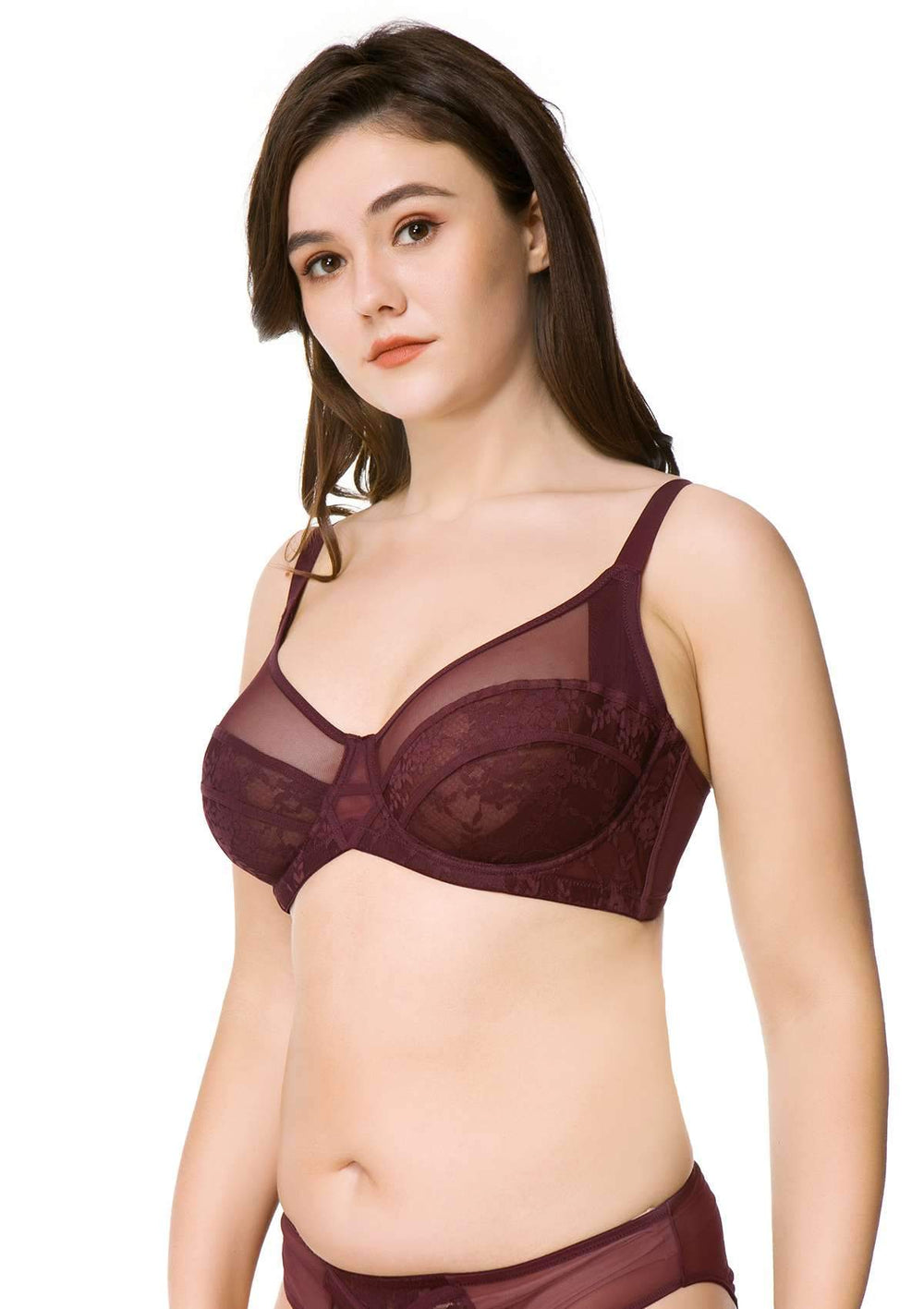 HSIA Gladioli Lace-trimed Unlined Underwire Bra and panty Set