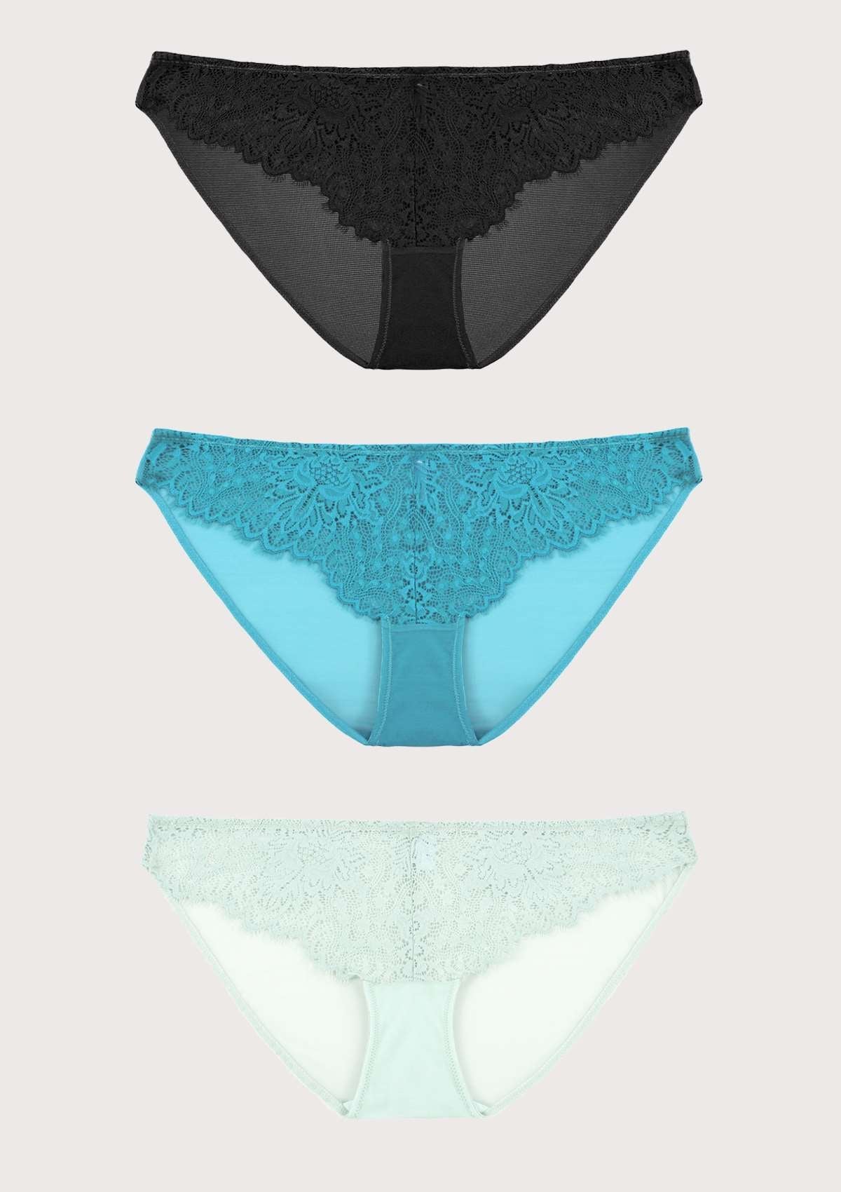 HSIA Sunflower Exquisite Lace Bikini Panties 3 Pack - HSIA